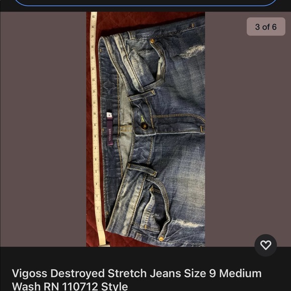 VIGOSS destroyed distressed denim boot cut jeans 9 - Picture 3 of 6